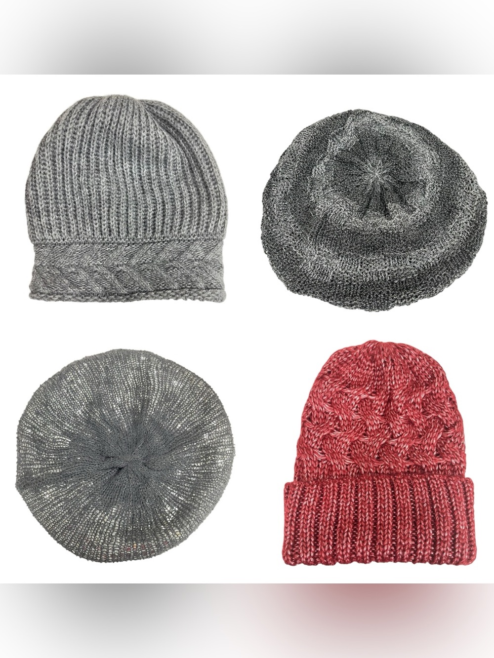 Women’s‎ Knit Hat Bundle Lot of 4 Beanies & Slouch Hats Winter Accessories